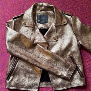 Anthropologie Metallic Leather Jacket
